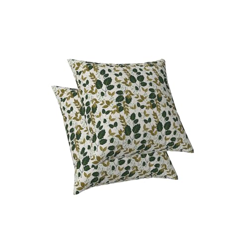 ggaimwf 2er-Set 45x45cm Kissenbezug Blatt Weißgrün Blätter-Pflanzen-Muster Doppelseitig Kunst Retro Leinen Kissenbezüge für Männer Frauen Sofa Bett Wohnzimmer Schlafzimmer Büro Sitzdekor von ggaimwf