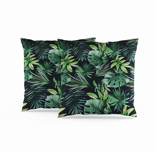 ggaimwf 40x40cm Blatt Kissenbezüge Modern Grüne Blätter Dschungel Tropische Kissenbezüge aus Leinen mit unsichtbarem Reißverschluss für Esszimmer Bett Wohnzimmer Sofa Terrasse Garten Kissen 2er-Set von ggaimwf