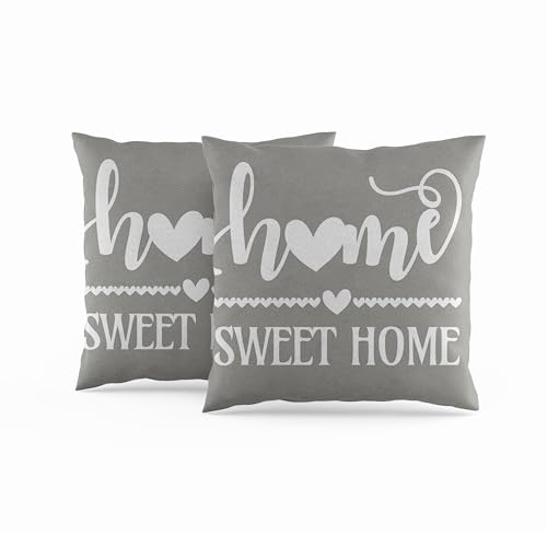 ggaimwf 40x40cm Kissenbezug Home Sweet Home Grau Couchkissen Weiche Leinen Dekorative Kissenbezüge für zu Hause für Sofa Wohnzimmer Schlafzimmer Kissen mit unsichtbarem Reißverschluss 2er-Set von ggaimwf