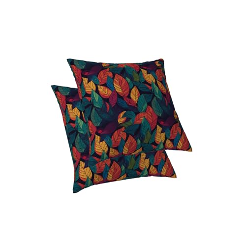ggaimwf 50x50cm Blatt Kissenbezüge 2er-Pack Bunte Blätter Muster Kunst Vintage DoppelseitigQuadratischSofabettNur ÜberwurfkissenbezügeFür Zuhause Schlafzimmer Wohnzimmer Gästezimmer Büro Hoteldekor von ggaimwf