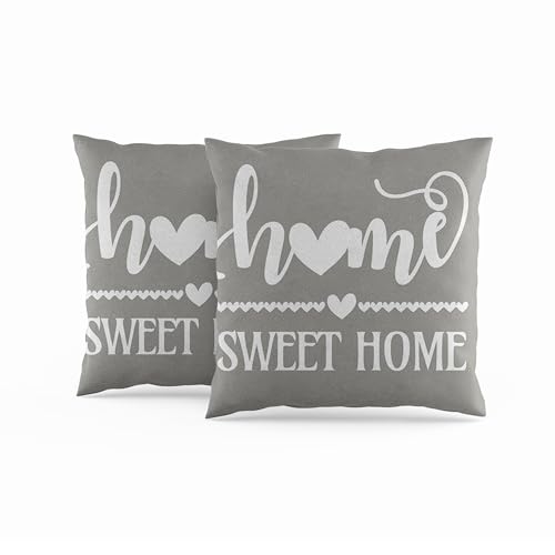 ggaimwf 50x50cm Kissenbezug Home Sweet Home Grau Couchkissen Weiche Leinen Dekorative Kissenbezüge für zu Hause für Sofa Wohnzimmer Schlafzimmer Kissen mit unsichtbarem Reißverschluss 2er-Set ggaimwf 50x50cm Kissenbezug Home Sweet Home Grau Couchkissen Weiche Leinen Dekorative Kissenbezüge für zu Hause für Sofa Wohnzimmer Schlafzimmer Kissen mit unsichtbarem Reißverschluss 2er-Set von ggaimwf