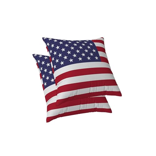 ggaimwf Amerikanische Flagge Kissenbezug USA-Flagge Kissen zum Unabhängigkeitstag Leinenquadrat Kissenbezüge Startseite Dekorativer Kissenbezug Stuhl Schlafzimmer Wohnzimmer 45x45cm 2er-Set von ggaimwf