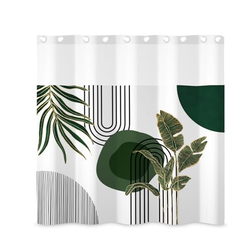 ggaimwf Boho-Duschvorhang und Liner Set ohne Haken, Bananenblätter, Olivenbogen, zum Einrasten, Duschvorhänge für Badezimmer, Bauernhaus, tropische Pflanze, modern, geometrisch, ausgefallenes ggaimwf Boho-Duschvorhang und Liner Set ohne Haken, Bananenblätter, Olivenbogen, zum Einrasten, Duschvorhänge für Badezimmer, Bauernhaus, tropische Pflanze, modern, geometrisch, ausgefallenes von ggaimwf