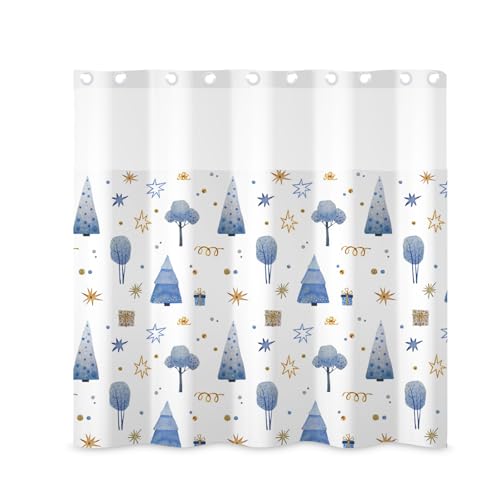 ggaimwf Duschvorhang- und Auskleidungsset ohne Haken, Weihnachtsbäume, Schneeflocken, Stoff, zum Einrasten, für Badezimmer, Bauernhaus, Urlaub, Winter, 180 x 180 cm, Hellblau ggaimwf Duschvorhang- und Auskleidungsset ohne Haken, Weihnachtsbäume, Schneeflocken, Stoff, zum Einrasten, für Badezimmer, Bauernhaus, Urlaub, Winter, 180 x 180 cm, Hellblau von ggaimwf