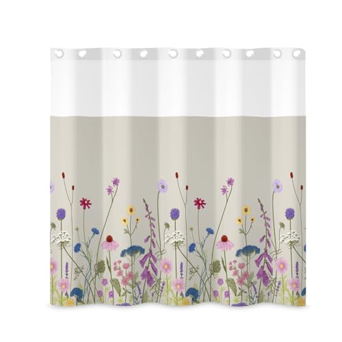 ggaimwf Duschvorhang- und Einlagen-Set ohne Haken, 180 x 180 cm, bunt, lebendige Blumen, Pflanzen, zum Einrasten, Duschvorhänge für Badezimmer, lebendige Wildblumen, botanische Natur, Badezimmer-Set ggaimwf Duschvorhang- und Einlagen-Set ohne Haken, 180 x 180 cm, bunt, lebendige Blumen, Pflanzen, zum Einrasten, Duschvorhänge für Badezimmer, lebendige Wildblumen, botanische Natur, Badezimmer-Set von ggaimwf