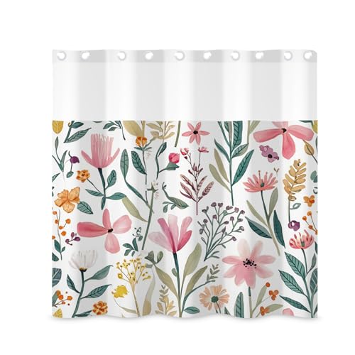 ggaimwf Duschvorhang und Liner Set ohne Haken, 180 x 180 cm, Aquarell, Blumen, Pflanze, Polyesterstoff, zum Einrasten, Duschvorhänge für Badezimmer, moderne Bauernhauskunst, Mädchen-Badezimmer-Set ggaimwf Duschvorhang und Liner Set ohne Haken, 180 x 180 cm, Aquarell, Blumen, Pflanze, Polyesterstoff, zum Einrasten, Duschvorhänge für Badezimmer, moderne Bauernhauskunst, Mädchen-Badezimmer-Set von ggaimwf