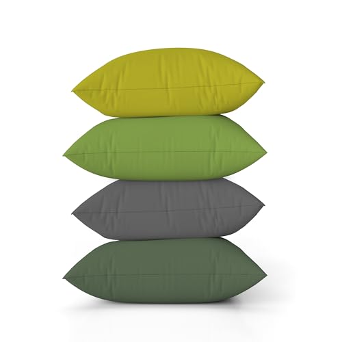 ggaimwf Einfarbig Leinenkissenbezüge für Sofa Grüner Gradient Kissen für das Bett Nordic Style Tundra-Farbe Handgefertigt Quadrat Kissenhüllen mit unsichtbarem Reißverschluss, 45x45cm, 4er-Set von ggaimwf