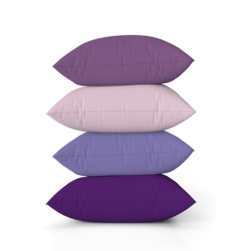 ggaimwf Einfarbig Leinenkissenbezüge für Sofa Lila Gradient Kissen für das Bett Lavender Manor Farbe Handgefertigt Quadrat Kissenhüllen mit unsichtbarem Reißverschluss, 50x50cm, 4er-Set von ggaimwf