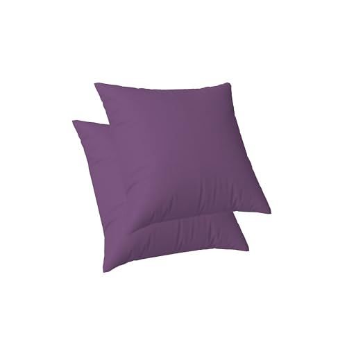 ggaimwf Einfarbige Leinen-Kissenbezüge für Sofas Kontinentales Kissen fürs Bett Doppelseitig Lavendel Lila Handgemacht Quadratische Kissenhüllen mit unsichtbarem Reißverschluss, 45x45cm 2er Set von ggaimwf