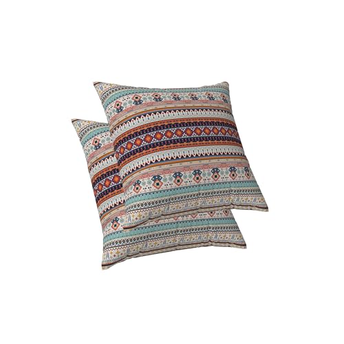 ggaimwf Ethnische Boho Kissenbezüge Geometrisch Mandala Böhmisches Dekor Stammesdruck Marokkanische Kissen Doppelseitig Leinen Handgefertigte Kissenbezüge für Sofa Bett Wohnzimmer 40x40cm 2er-Set von ggaimwf