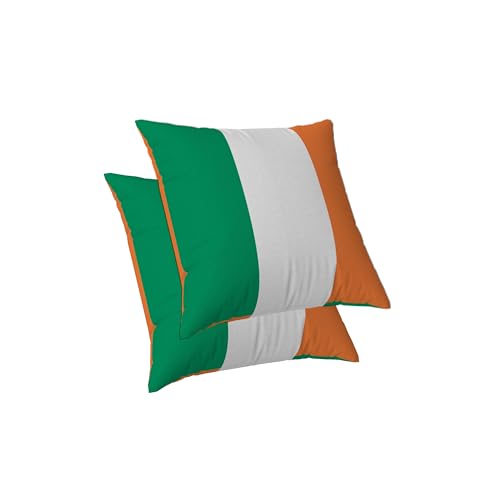 ggaimwf Flagge Kissenbezug Irland-Flagge Kissenbezüge für Sofa Patriotisch Nationalflagge Kissenbezüge Startseite Dekorativer Kissenbezug Stuhl Schlafzimmer Wohnzimmer 40x40cm 2er-Set von ggaimwf