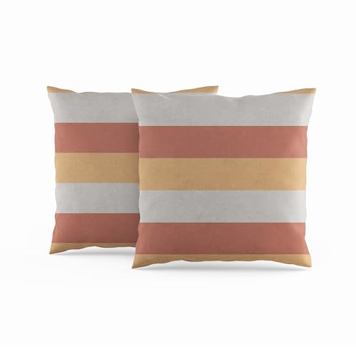 ggaimwf Gestreifte Kissenbezüge Orangegrau Modernes Kunstkissen Klassisch Minimalistisch Kontinentale Kissenbezüge Leinen Wohnzimmer Heimdekor Sofa Bett Kissen Neutral Doppelseitig 45x45cm 2er-Pack von ggaimwf