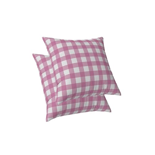 ggaimwf Gingham-Kissenbezüge 2er-Pack 40x40cm Bauernhaus Dekorative Kissenbezüge Pastell Kariert Rosa Quadratisch Kissenbezüge für Sofa Couch Wohnzimmer Schlafzimmer Wohnkultur Streukissenbezug von ggaimwf