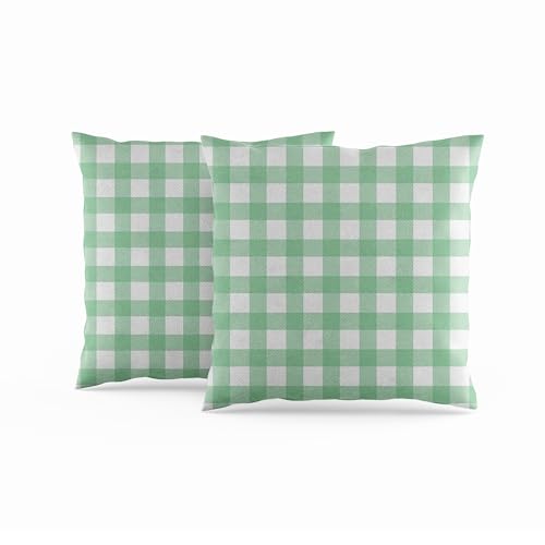 ggaimwf Gingham-Kissenbezüge 2er-Pack 60x60cm Bauernhaus Dekorative Kissenbezüge Pastell Kariert Grün Quadratisch Kissenbezüge für Sofa Couch Wohnzimmer Schlafzimmer Wohnkultur Streukissenbezug von ggaimwf