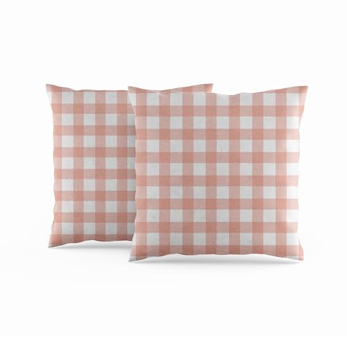 ggaimwf Gingham-Kissenbezüge 2er-Pack 60x60cm Rosa Kariert Pastell Bauernhaus Kissenbezüge Quadratische Kissenbezüge für Mädchen Sofa Couch Wohnzimmer Schlafzimmer Wohnkultur Streukissenbezug von ggaimwf