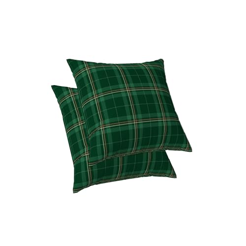 ggaimwf Karierte Kissenbezüge Bauernhaus Karierte Kissen für die Couch Grüner Gingham Kissenbezug Leinen Rustikale Kissen für Sofa Schlafzimmer Wohnzimmer Doppelseitig 45x45cm 2er-Set von ggaimwf