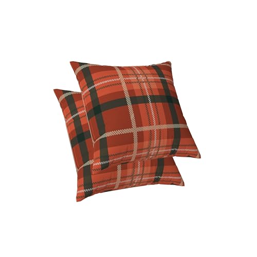 ggaimwf Karierte Kissenbezüge Bauernhaus Schottenkaro-Kissenbezüge Rustikal Klassisch Orangegrün Karierte Kissen aus Leinen für die Couch Bett Außenbereich Wohnzimmer Doppelseitig 40x40cm 2er-Set von ggaimwf