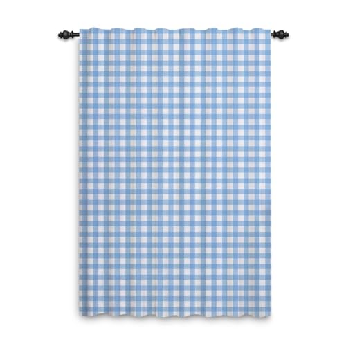 ggaimwf Karierte Vorhänge Gingham Vorhänge Schlafzimmer Blaue Wasserfarbe Geometrisches Fensterdekoration Stangentasche Wohnzimmer Modernes Bauernhaus Außen Tür Sichtschutzvorhänge 117x175cm 1 Panel von ggaimwf