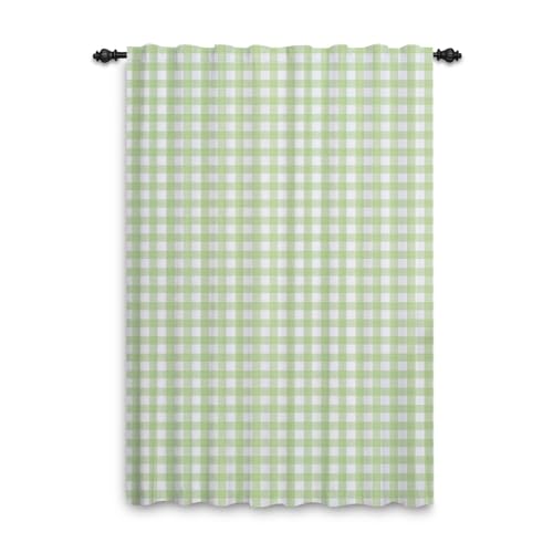 ggaimwf Karierte Vorhänge Gingham Vorhänge Schlafzimmer Grüne Wasserfarbe Geometrisches Fensterdekoration Stangentasche Wohnzimmer Modernes Bauernhaus Außen Tür Sichtschutzvorhänge 135x175cm 1 Panel von ggaimwf