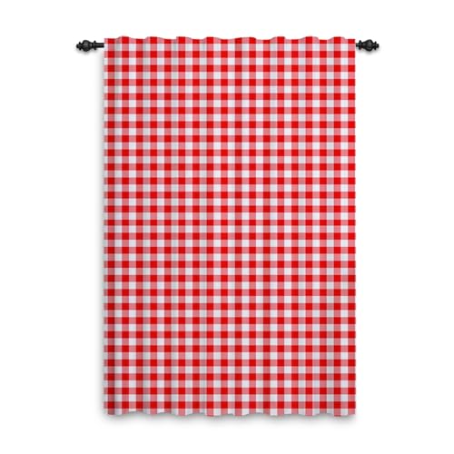 ggaimwf Karierte Vorhänge Rot und Weiß Gingham Vorhänge für Wohnzimmer Bauernhaus Klassisch Vorhänge Fensterbehandlungen Schlafzimmer Kinderzimmer Innen Tür Rückenschlaufe Vorhang 135x229cm 1 Panel von ggaimwf
