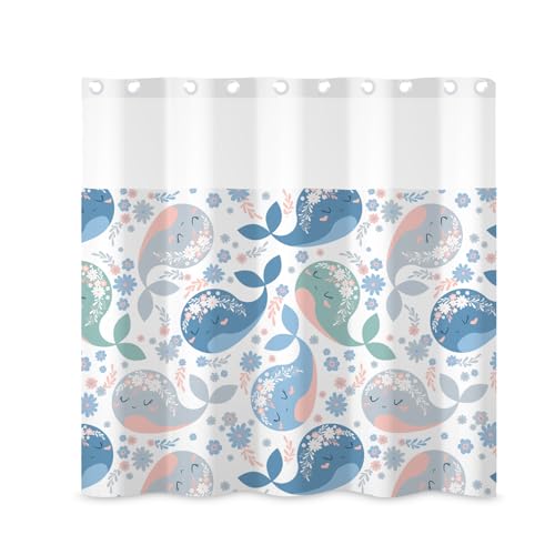 ggaimwf Kinder-Duschvorhang und Liner Set, Cartoon-Delfin, Blume, Pflanze, Polyester, zum Einrasten, für Badezimmer, Aquarell, schönes Kinder-Badezimmer-Set, 180 x 180 cm ggaimwf Kinder-Duschvorhang und Liner Set, Cartoon-Delfin, Blume, Pflanze, Polyester, zum Einrasten, für Badezimmer, Aquarell, schönes Kinder-Badezimmer-Set, 180 x 180 cm von ggaimwf