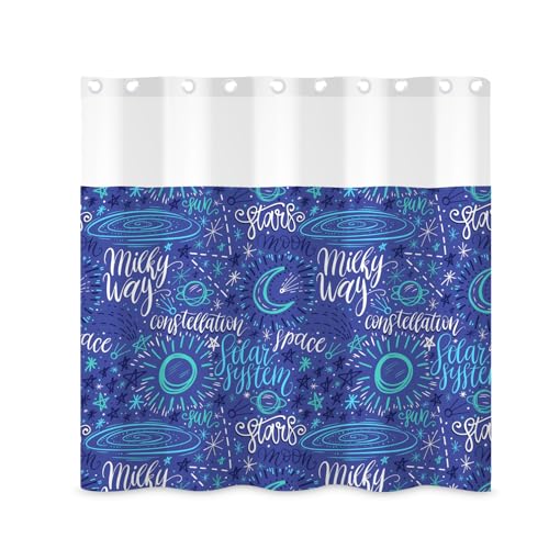ggaimwf Kinder-Duschvorhang und Liner Set Milchstraße Sternbild Weltraum Snap in Duschvorhänge für Badezimmer, Wahrsagung, Unisex, neutrales Badezimmer-Set, 180 x 180 cm von ggaimwf
