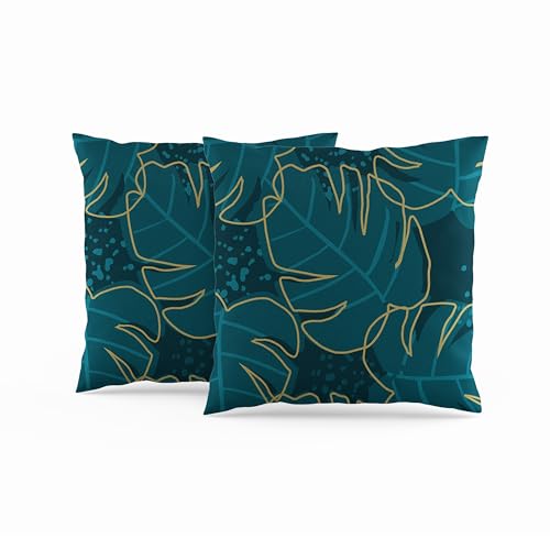 ggaimwf Kissenbezug Kieferngrün Blätter von Palmen Kieferngrün Dschungel Aloha Quadratische Kissenbezüge für Hawaii Gartenparty-Dekoration Wohnzimmer Schlafzimmer Sofa Terrasse Bank 60x60cm 2er-Set von ggaimwf