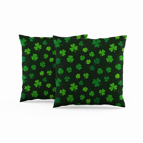 ggaimwf Kleeblatt Kissenbezug Grün Hell Kissenbezug mit botanischem Druck Doppelseitig Glücksbringer-Dekoration zum St Patrick's Day für Sofa Draußen Klassischer irischer Kissenbezug 40x40cm 2er-Set von ggaimwf