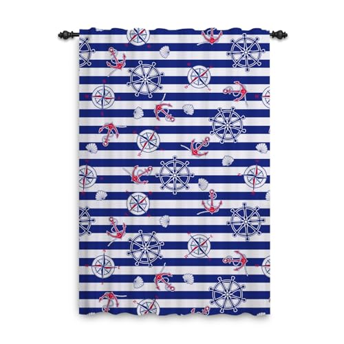 ggaimwf Maritime Fenstervorhänge Anker Kompass Ruder Muscheln Marineblaue Streifen Marine Vorhänge für Wohnzimmer Schlafzimmer Tür Privatsphäre Raumteilervorhang hintere Lasche 107x160 cm 1 Panel ggaimwf Maritime Fenstervorhänge Anker Kompass Ruder Muscheln Marineblaue Streifen Marine Vorhänge für Wohnzimmer Schlafzimmer Tür Privatsphäre Raumteilervorhang hintere Lasche 107x160 cm 1 Panel von ggaimwf