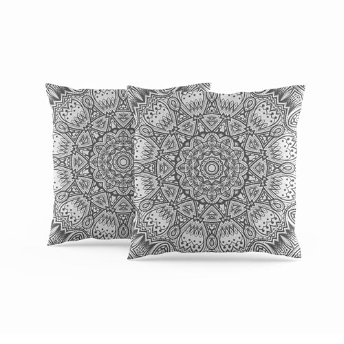 ggaimwf Marokkanische Kissenbezüge 45x45cm Grau Ethnische Boho-Kissen Indischer Stil Abstrakt Mandala Arabeske Meditation Hippie Modern Kissenhülle werfen für Sofa Wohnzimmer Bett Kissenbezug 2er-Set von ggaimwf