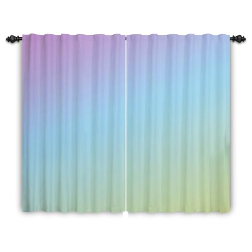 ggaimwf Ombre-Vorhänge für das Wohnzimmer Lila Blau Farbverlauf Regenbogenvorhänge Stangentasche Schlafzimmervorhänge Mann Frau Kinderzimmer Modern Fenster Tür Innentrennvorhang 132x214cm 2 Paneele von ggaimwf