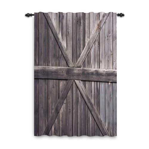 ggaimwf Rustikaler Holzvorhang für Fenster Scheunentor Holz Vorhang Bauernhausdekor Wohnzimmer Schlafzimmer Landhausthema Cowboy Innenteilervorhang Stangentasche 117x175cm 1 Panel von ggaimwf