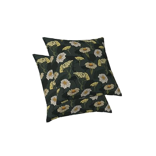 ggaimwf Salbeigrüne Gänseblümchen-Kissenbezüge Blumenmuster Kissen im Landhausstil Dekorativer Garten Kissen mit verstecktem Reißverschluss Sofa Schlafzimmer-Dekor Kissenbezüge 50x50cm 2er-Set von ggaimwf