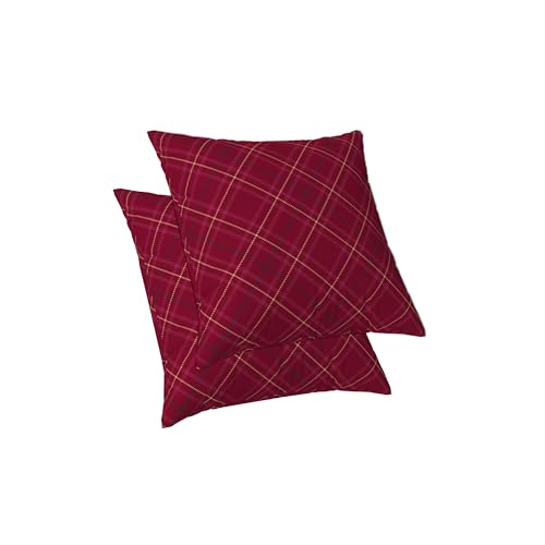 ggaimwf Tartan Kissenbezügen 40x40cm Rot Ästhetische Kissen Pastell Gemustert Kariert Plaid Leinen Kissenbezüge dekorativ Sofakissen Landhausstil 2er-Set von ggaimwf