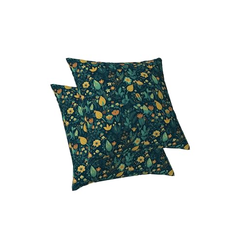 ggaimwf Vintage Florale Kissenbezüge Blühende Blume Kissen Bunt Ästhetik Kunst Weiches Quadratische Kissenhülle für Heimdekoration Wohnzimmer Bauernhaus Couch 45x45cm 2er-Set von ggaimwf