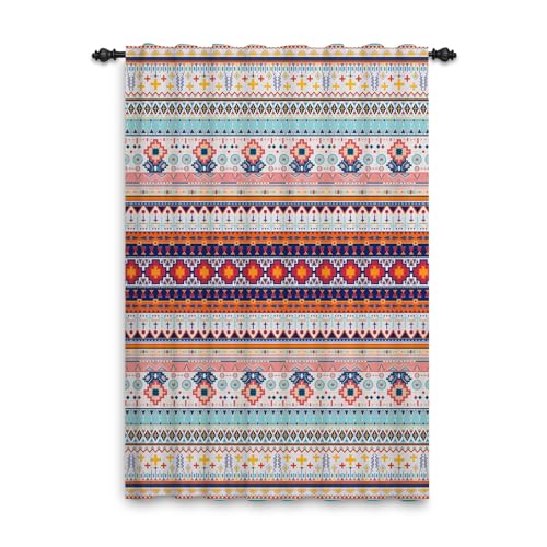 ggaimwf Vorhang im Boho-Stil Ethnisch Böhmisch Geometrisches Muster Vorhänge Stangentasche Marokkanisch Exotisch Fenstervorhang für Schlafzimmer Wohnzimmer Bunt Moderne Vorhänge 107x160cm 1 Panel von ggaimwf