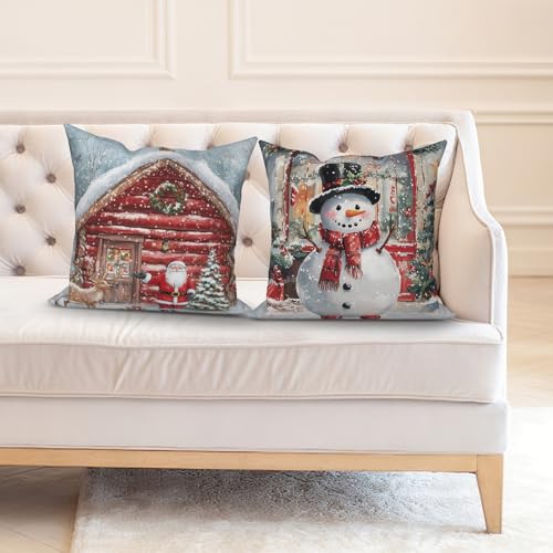 ggaimwf Weihnachtskissen 40x40 cm 2er Set Leinenoptik Weihnachtsmann Schneemann Elch Xmas Dekorative Festtage Kissenbezüge Winter Innendekoration Zuhause Party für Couch Sofa Bett Wohnzimmer ggaimwf Weihnachtskissen 40x40 cm 2er Set Leinenoptik Weihnachtsmann Schneemann Elch Xmas Dekorative Festtage Kissenbezüge Winter Innendekoration Zuhause Party für Couch Sofa Bett Wohnzimmer von ggaimwf