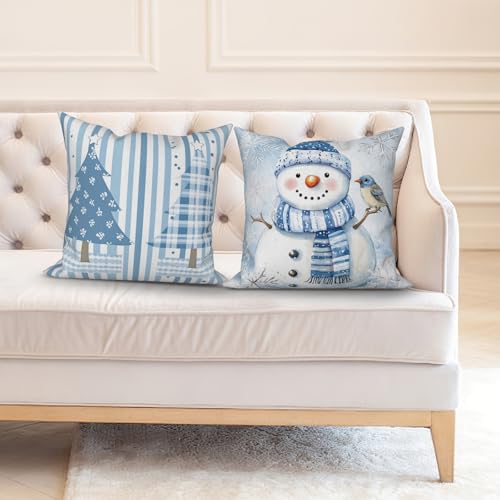 ggaimwf Weihnachtskissen 45X45 cm 2er Set Leinenoptik Blau Streifen Weihnachtsbaum Deko Vogel Schneemann Kissenbezüge Winter Innendekoration Zuhause Party für Couch Sofa Bett ggaimwf Weihnachtskissen 45X45 cm 2er Set Leinenoptik Blau Streifen Weihnachtsbaum Deko Vogel Schneemann Kissenbezüge Winter Innendekoration Zuhause Party für Couch Sofa Bett von ggaimwf