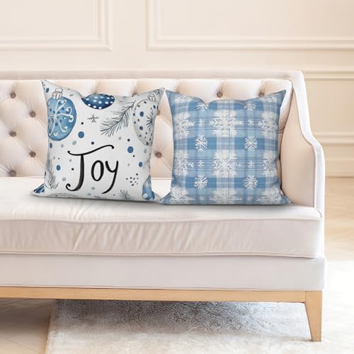 ggaimwf Weihnachtskissen Design 60X60 cm 2er Set Leinenoptik Blau Freude Xmas Streifen Dekorativ Festtage Kissenbezüge Winter Innendekoration Zuhause Party für Couch Sofa Bett ggaimwf Weihnachtskissen Design 60X60 cm 2er Set Leinenoptik Blau Freude Xmas Streifen Dekorativ Festtage Kissenbezüge Winter Innendekoration Zuhause Party für Couch Sofa Bett von ggaimwf