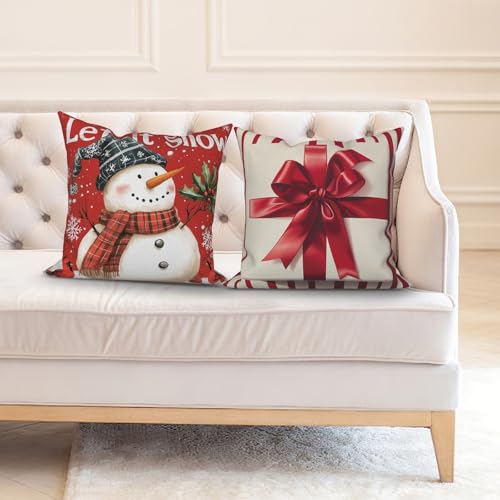 ggaimwf Weihnachtskissenbezüge 40x40 cm 2er Set Leinenoptik Schneeflocke Tannenbaum Muster Festliche Dekoration für Wohnzimmer Couch Bett Wintergeschenk Hausdekoration ggaimwf Weihnachtskissenbezüge 40x40 cm 2er Set Leinenoptik Schneeflocke Tannenbaum Muster Festliche Dekoration für Wohnzimmer Couch Bett Wintergeschenk Hausdekoration von ggaimwf
