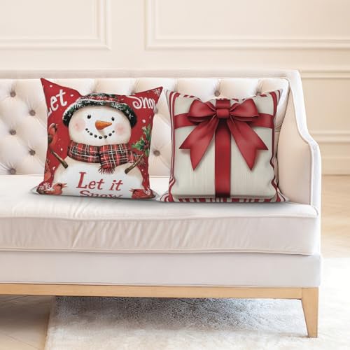 ggaimwf Weihnachtskissenbezüge 45X45 cm 2er Set Leinenoptik Schneemann Muster rot Festliche Dekoration für Wohnzimmer Couch Bett ideales Wintergeschenk Hausdekoration Weihnachtsfeier ggaimwf Weihnachtskissenbezüge 45X45 cm 2er Set Leinenoptik Schneemann Muster rot Festliche Dekoration für Wohnzimmer Couch Bett ideales Wintergeschenk Hausdekoration Weihnachtsfeier von ggaimwf
