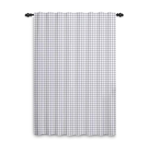 ggaimwf Weiße Karierte Vorhänge fürs Schlafzimmer Schwarze Linie Geometrische Vorhänge Gingham Fenster Tür Sichtschutz Wohnzimmer Zuhause Büro Schrank vorhänge Stangentasche 107x160cm, 1 Panel von ggaimwf
