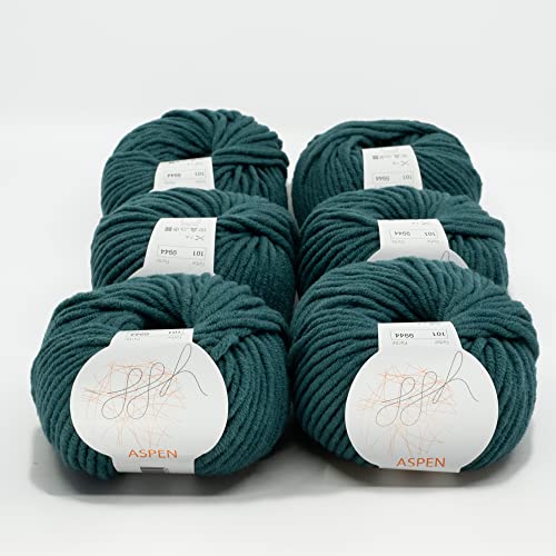 ggh Aspen Box - dicke Merinowolle Mischung - 6x50g Knäuel (insgesamt 300g) - zum Stricken oder Häkeln Farbe 101 - Seegrün von ggh