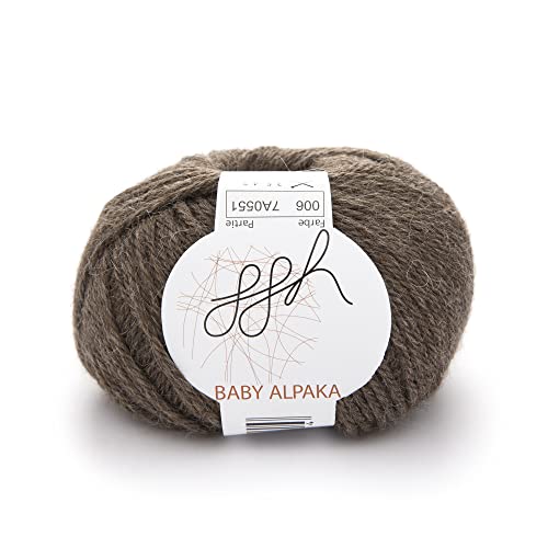 ggh Baby Alpaka natur - 100% Baby Alpaka Wolle ungefärbt - 50g Wolle zum Stricken oder Häkeln geeignet - Farbe 006 - Graubraun meliert von ggh