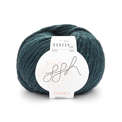 ggh Husky | Schurwolle Mischung | 50g Wolle zum Stricken oder Häkeln | Dicke Wolle | Farbe 025 - Tiefes Blaugrün von ggh