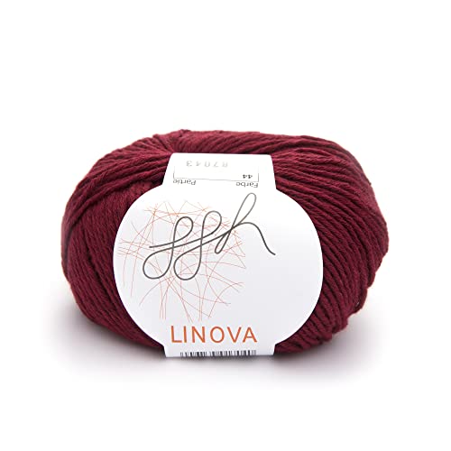 ggh Linova | Baumwolle mit Leinen Mischung | 50g Wolle zum Stricken oder Häkeln | Farbe 044 - Ziegelrot von ggh
