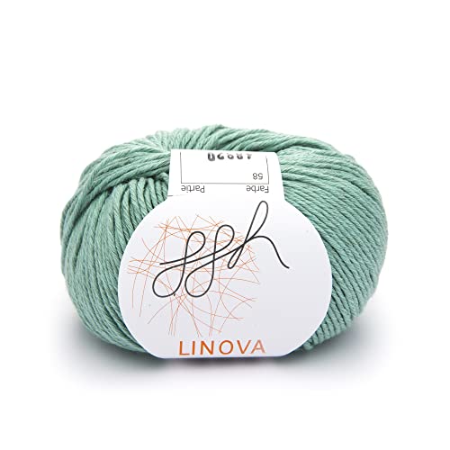 ggh Linova | Baumwolle mit Leinen Mischung | 50g Wolle zum Stricken oder Häkeln | Farbe 058 - Blassgrün von ggh