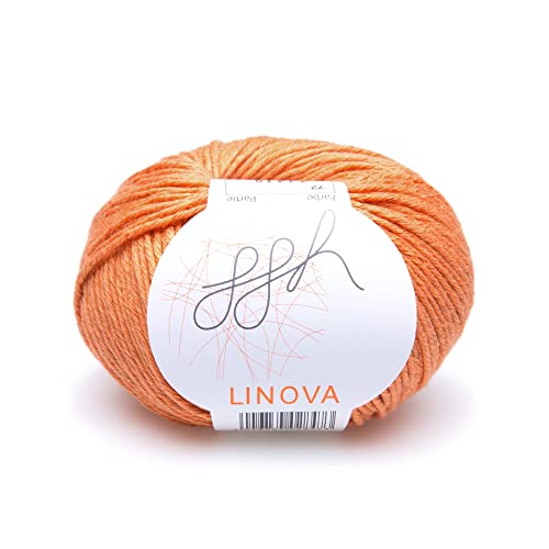 ggh Linova | Baumwolle mit Leinen Mischung | 50g Wolle zum Stricken oder Häkeln | Farbe 072 - Mandarine von ggh