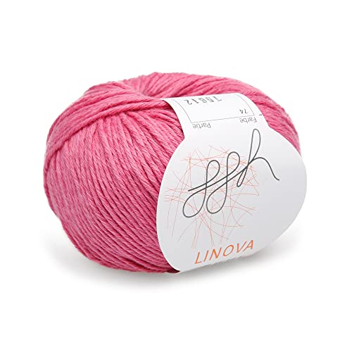 ggh Linova | Baumwolle mit Leinen Mischung | 50g Wolle zum Stricken oder Häkeln | Farbe 074 - Hot Pink von ggh