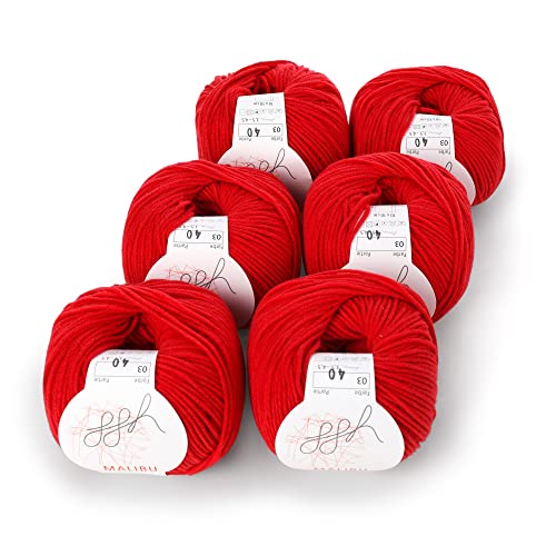 ggh Malibu Box - 6 Knäuel - Baumwollmischung zum Stricken oder Häkeln - Farbe 003 - Rot von ggh
